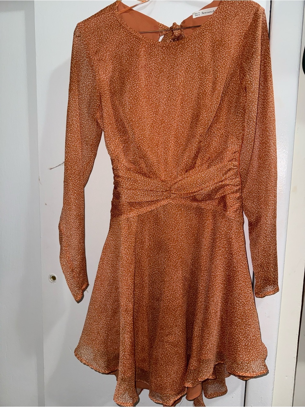 Rust Mini Dress with Waist Twist Detail